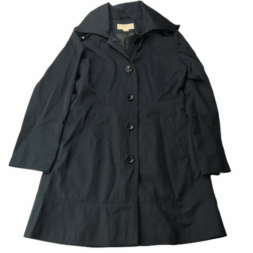 Michael Michael Kors Giacca Antipioggia con Cappuccio Impermeabile Blu Nero Lungo Trench Coat S