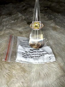 Bomb Party OG Ring "My Happiest Forever" RBP6656 - Lemon CZ / Rose Gold - Size 5 - Picture 1 of 5