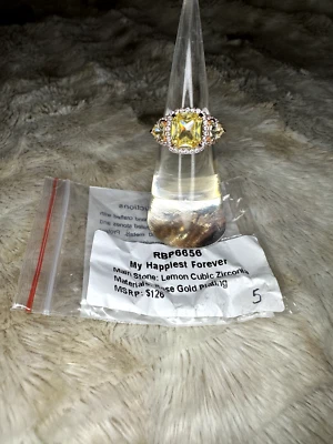 Bomb Party OG Ring "My Happiest Forever" RBP6656 - Lemon CZ / Rose Gold - Size 5 - Image 1 of 4