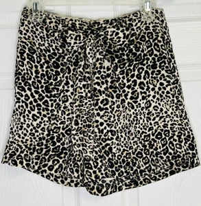 Mi Ami Women's Leopard Relaxed Fit Shorts Tie Front Belted Zip Back Size Small - Picture 1 of 9