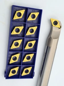 10x DCMT 11T308-HM (P25-M25) Wendeplatten für Stahl &Edelstahl +1x S16Q SDUCR-11 - Picture 1 of 3
