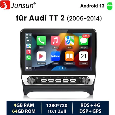 Für AUDI TT 2006-2014 Android 13 Carplay Autoradio GPS Navi WIFI BT USB SWC 64G - Bild 1 von 4