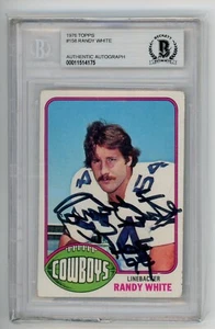 Randy White Signed Auto 1976 Topps Rookie Rc Card w/HOF 94 Beckett Cowboys NFL - Picture 1 of 1