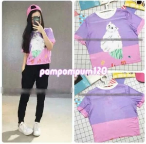 Cute kitty Print short sleeves T-Shirt Japanese kawaii style Harajuku J-fashion - Picture 1 of 2