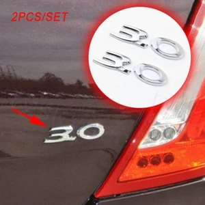 2X Chrome Car Badge Sticker Decal 3.0 Logo Emblem Symbol Metal Style Accessories - Picture 1 of 10