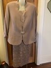 24 $825 Mother Bride Cocktail Blush Pink Taupe New Tags! 3 pce skirt suit ARMEN