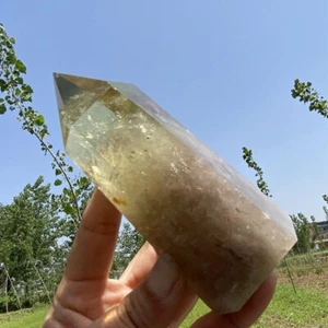 Varita de cristal de cuarzo obelisco de citrino natural de 0,38 kg decoración de cristal de Reiki - Imagen 1 de 12