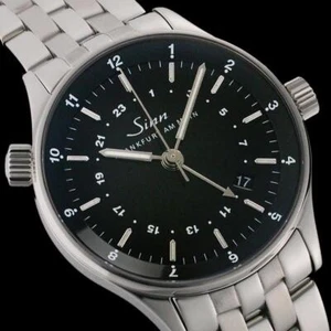 Sinn Date Gmt 6060 Automatic Stainless Steel Black Dial 38mm Finished A Rank - Picture 1 of 5