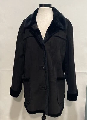 Mulberry Street Vintage Women's XL Black Faux Fur Suede Penny Lane Afghan Coat - Image 1 of 4