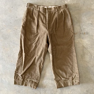 Men's Vintage Brooks Brothers Beige Pleated Corduroy Pants 32x22 USA ankle rise - Picture 1 of 6