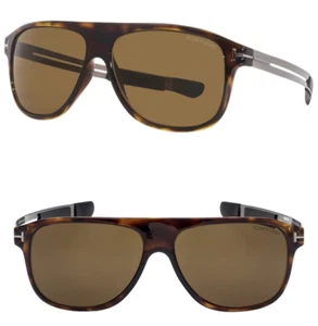 TOM FORD Todd TF880 52J 59mm Square Pilot Aviator Sunglasses Havana / Brown - Picture 1 of 4