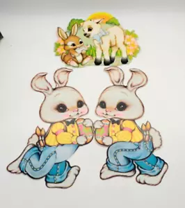 Lot Of 3 Beistle Die Cut Rabbit Deer Lamb Easter Spring Decorations - Picture 1 of 12