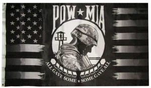 3x5 USA POW MIA Black Grey All Gave Some Some Gave All Flag 3'x5' Banner NYLON - Picture 1 of 4