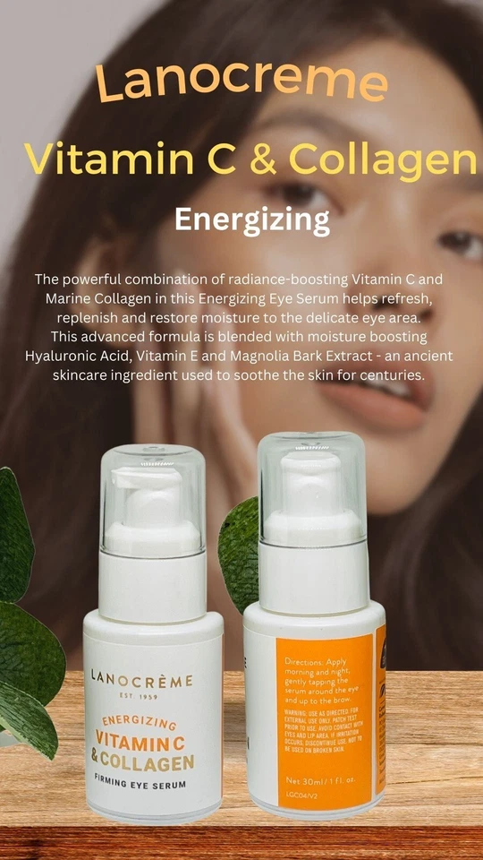 Eye Serum Energizing Vitamin C & Collagen Brightener Firming Lanocreme New - Image 1 of 4