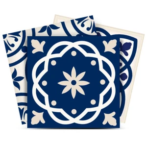 7" X 7" Midnight Blue And White Peel And Stick Removable Tiles - Picture 1 of 10