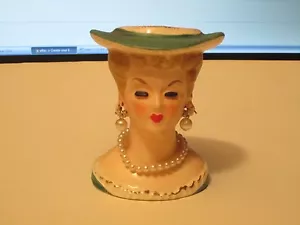 VINTAGE HEAD VASE - JAPAN - BLONDE WITH PEARL NECKLACE/EARRINGS - Picture 1 of 1