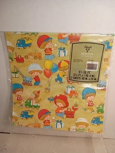 Vintage Ambassador Gift Wrap Paper 2 Sheets Children Birthday Hallmark NOS Cute - Picture 1 of 4