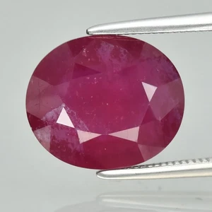 π 4.55ct 11.5x9.8mm Oval Red Ruby - Heated Glass Filling, Africa Gemstone - Picture 1 of 4