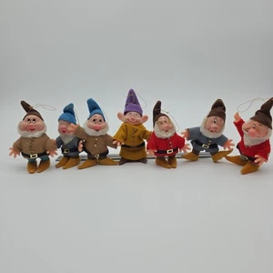 SET 7 SETTE NANI DISNEY VINTAGE ANNI 60 BIANCO NEVE ORNAMENTI ALBERO DI NATALE - Foto 1 di 15