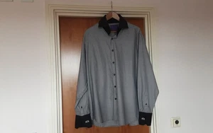 Mens Hawes & Curtis York Shirt Single Cuffs Cotton White- Black size XXL VGC - Picture 1 of 23
