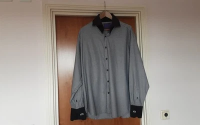 Mens Hawes & Curtis York Shirt Single Cuffs Cotton White- Black size XXL VGC - Image 1 of 4