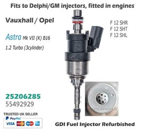 GDI Fuel Injector 55492929 for Vauxhall Astra Mk7 B16 1.2 Turbo F 12 SHR SHT SHL - Picture 1 of 3