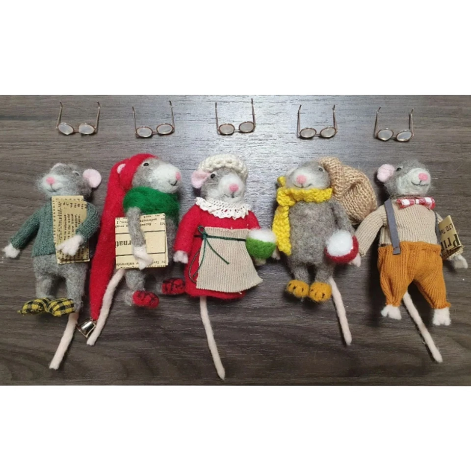 NEU Fertig Niedliche Nadel Filz Maus Für Weihnachts Handwerks Dekorationen - Bild 1 von 1