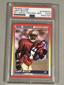 LEROY BUTLER PSA Signed Auto Autographed 1990 Score #619 Rookie RC Packers FSU - Picture 1 of 4