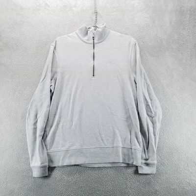 Suéter masculino Burberry Brit 1/4 com zíper L cinza pulôver manga longa algodão pima - Imagem 1 de 4