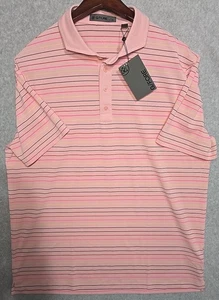 Camisa de golf G/Fore de manga corta a rayas rosa y blanca para hombre XL NUEVA CON ETIQUETAS $120 - Imagen 1 de 5