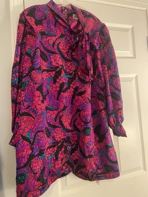 Vintage 80s Neiman Marcus Grace Tone Union Made Dress L – Boho Glam Colorful - Image 1 of 4