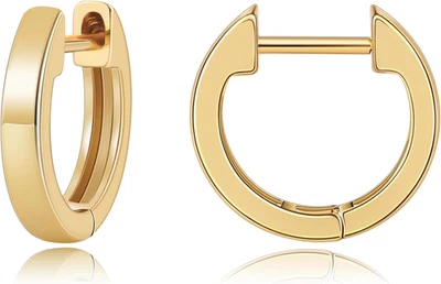 Pendientes Huggie de Oro para Mujer, Chapados en Oro Real 14K, Pendientes Aro Pequeños Cartilo Foto 1 de 4