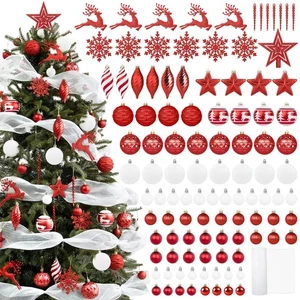 106 PCS Christmas Tree Decorations, Red and White Christmas Ornaments Set Inc... - Bild 1 von 7