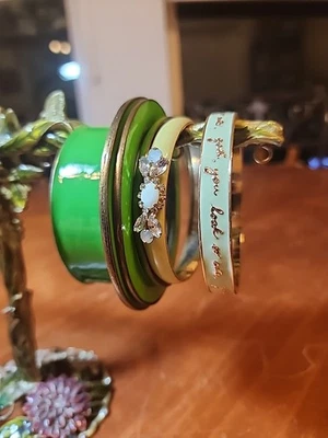 6 Pulseras Brazalete De Colección Para Mod Esmaltadas y Metal Verde Y Amarillo. Foto 1 de 4