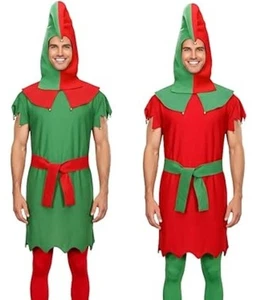 Weihnachtselfe Erwachsene Unisex Halloween Cosplay Deluxe Kostüm Set - Bild 1 von 14