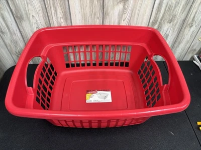 Vintage Rubbermaid Red Laundry Basket #2874 Rectangle Retro Hamper 23.5x18.5 - Image 1 of 4