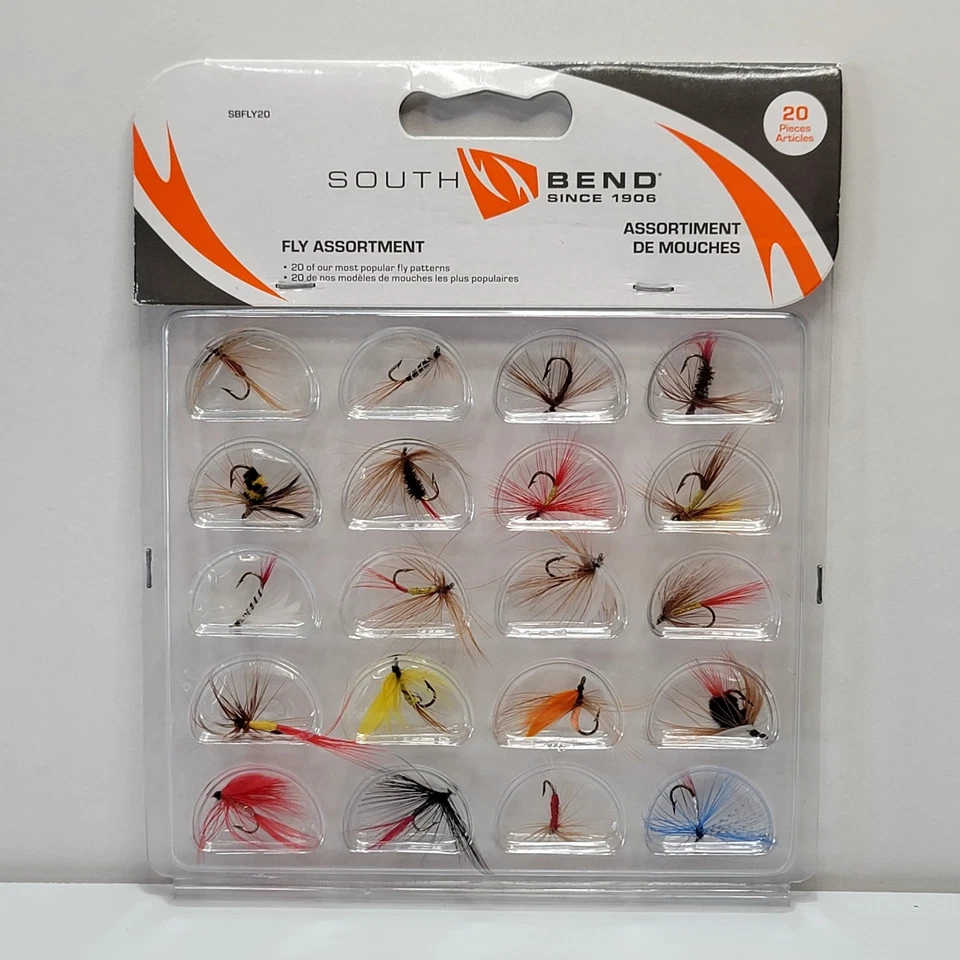 South Bend Pesca 20 Piezas Surtido de Moscas 20 Moscas Más Populares SBFLY20 Foto 1 de 4