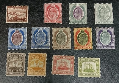MALTA 1904 0,25d a 1s SG 45/61 Sc 28/43 MH Foto 1 de 2