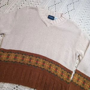 Vintage Liz Claiborne Sport Medium Fischer Akzent Zopfmuster Pullover Boho Country - Bild 1 von 10