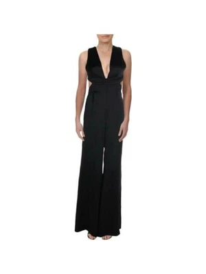 Mono JILL STUART para mujer negro sin mangas cuello en V pierna ancha 8 Foto 1 de 3