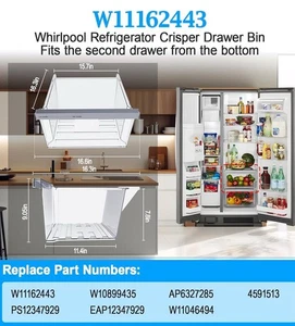 AUFGERÜSTET W11162443 Kühlschrank Crisper Schublade kompatibel mit Whirlpool & Maytag - Bild 1 von 3