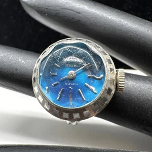 RARE Vintage Seiko 10-0630 Ring Watch Blue 17J From Japan - 6.5 Size - Picture 1 of 15