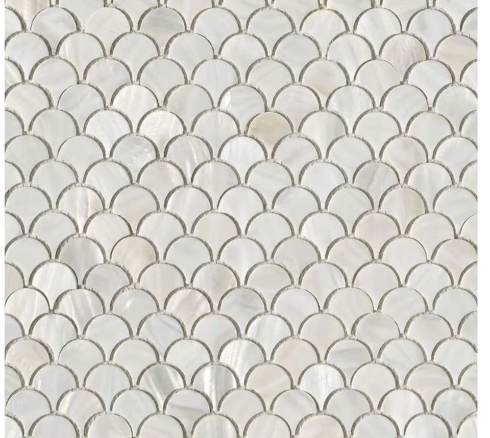 7件装鱼鳞贝壳马赛克瓷砖珍珠母厨房防溅墙砖 — 第 1/3 张图片