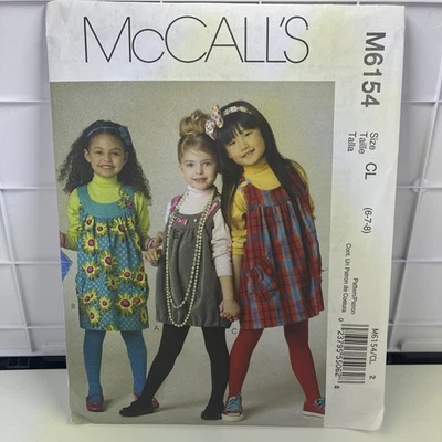 McCall's M6154 Girl's Jumper Sewing Pattern Size CL 6-8 Uncut - Image 1 of 4