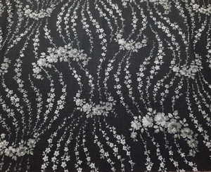 1 Yd Rosette 'Giverny' RJR Fabric 2017 Black w/Gray Floral Cotton Fabric - Picture 1 of 4