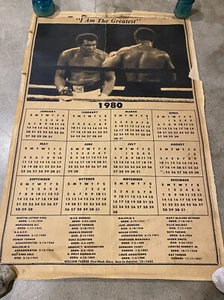 RARO 1980 Mohamed Ali Calendario Original Póster Historia Negra Malcolm X Arte 35x25 - Imagen 1 de 12
