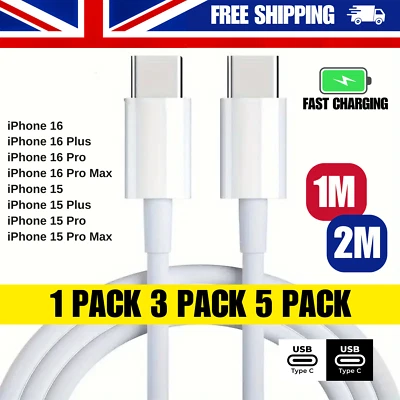 Fast iPhone Charger Cable USB C Type - C Type- C Lead Long 15 16 Plus Pro Max - Image 1 of 4