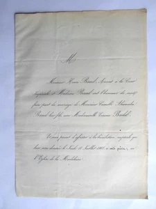 Faire Part Mariage  Paul DE SALVERTE  Léontine DE BLAVETTE 1861 GENEALOGIE - Picture 1 of 1