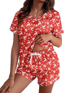 Ekouaer Silk Pajama for Women Short Sleeve Satin Pj Set Two Piece Large ~NEW~ - Picture 1 of 2
