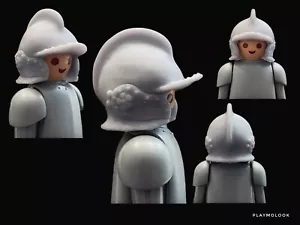 Casco Borgoñota Impresión 3d resina gris - Sin pintar - Escala Playmobil - Imagen 1 de 4